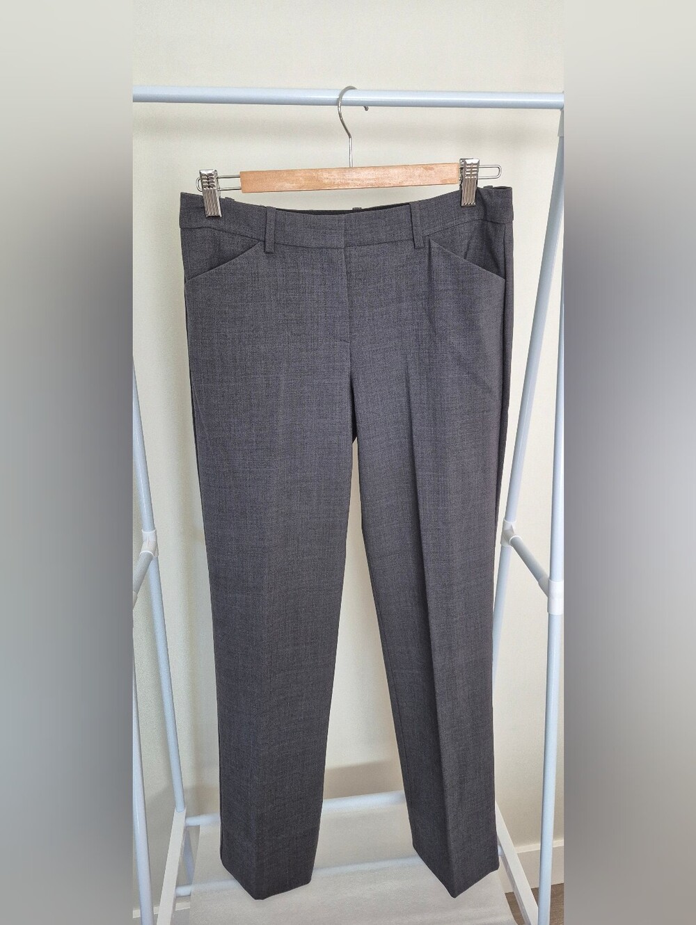 Theory Straight-Leg Dress Trousers in Charcoal Gray